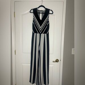 Monteau Black and White Striped Jumpsuit